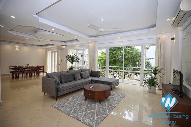 Gorgeous house with front yard and top terrace and lake view for rent in Tay Ho, Hanoi