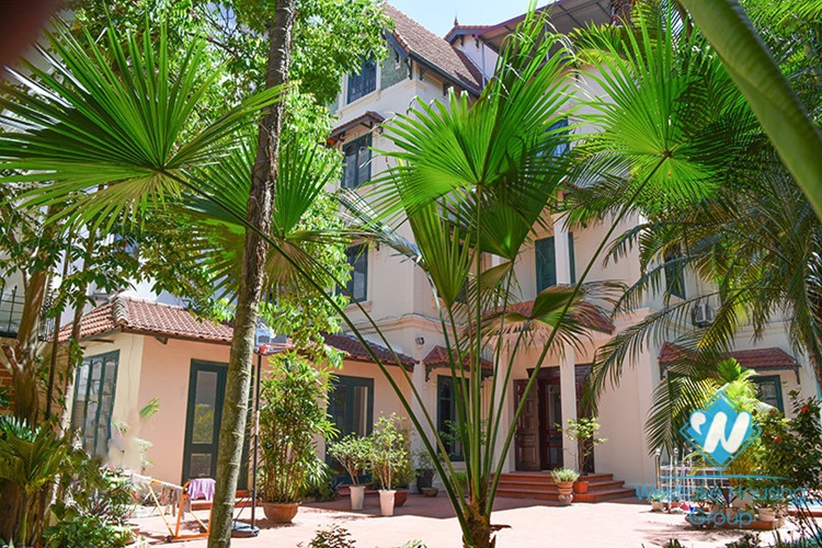 French unfurnished house with swimming pool for rent in Dang Thai Mai, Tay Ho