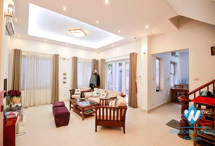 Unfurnished house with front yard for rent in To Ngoc Van street, Tay Ho