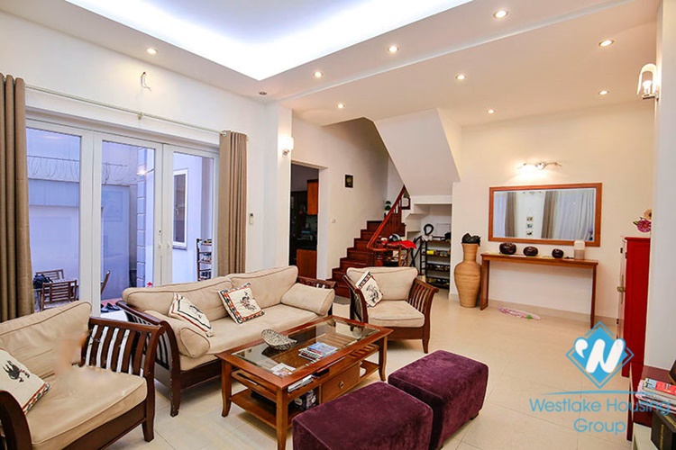 Unfurnished house with front yard for rent in To Ngoc Van street, Tay Ho