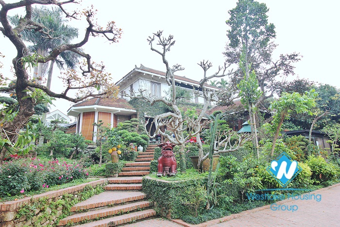 Ancient architecture villa with huge garden for rent in Tay Ho District