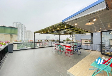 Big terrace one bedroom apartment for rent in Tay Ho, Hanoi