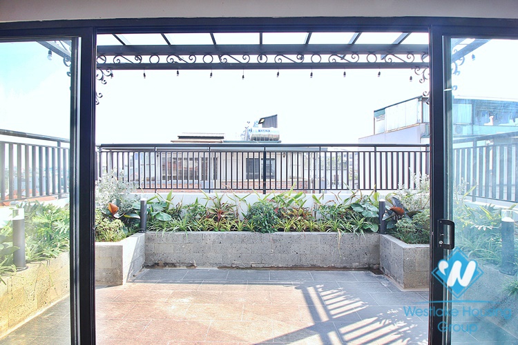 High-end 3 beds apartment with pretty terrace for rent in To Ngoc Van st, Tay Ho