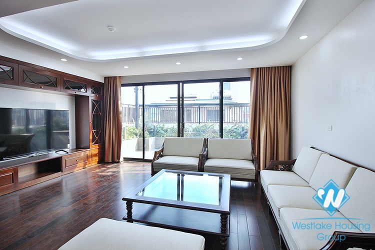 High-end 3 beds apartment with pretty terrace for rent in To Ngoc Van st, Tay Ho