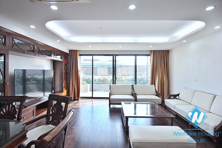 High-end 3 beds apartment with pretty terrace for rent in To Ngoc Van st, Tay Ho
