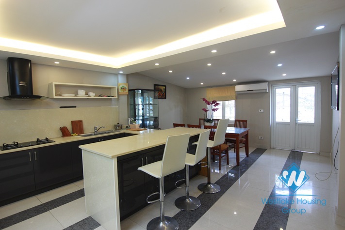 Nice house for rent with large courtyard in Au Co Street, Tay Ho District, Ha Noi