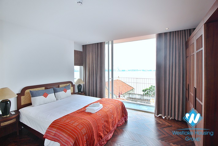 Janpanese style and lake view 3 beds apartment in Dang Thai Mai, Tay Ho for lease