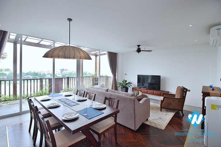 Janpanese style and lake view 3 beds apartment in Dang Thai Mai, Tay Ho for lease