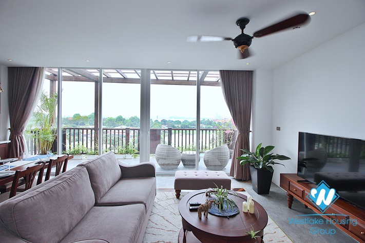 Janpanese style and lake view 3 beds apartment in Dang Thai Mai, Tay Ho for lease