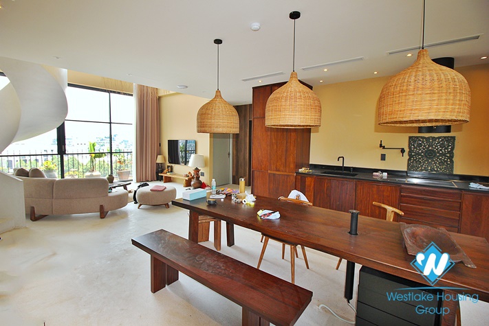 Duplex apartment with swimming pool for rent in Tay Ho district 