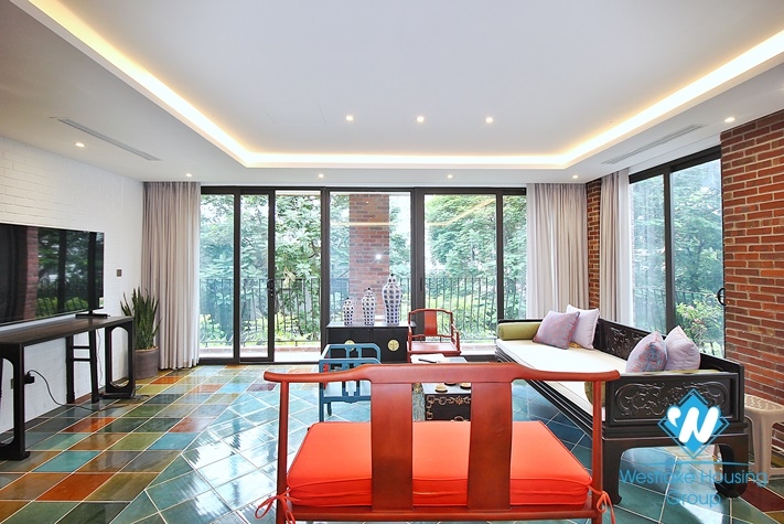 An unique and strange style 4 bedrooms apartment for rent in Dang Thai Mai, Tay Ho