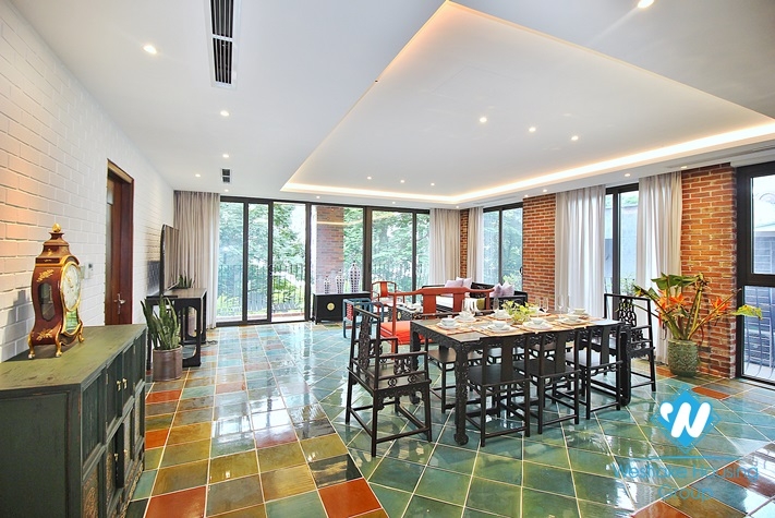 An unique and strange style 4 bedrooms apartment for rent in Dang Thai Mai, Tay Ho