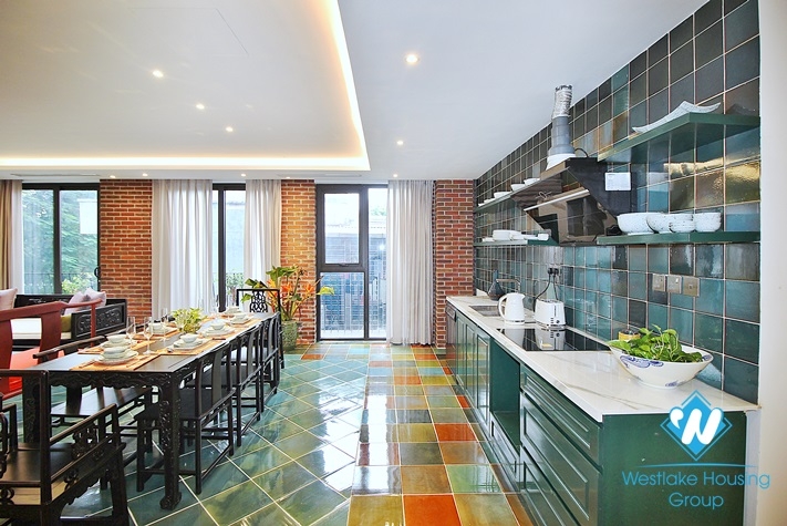 An unique and strange style 4 bedrooms apartment for rent in Dang Thai Mai, Tay Ho