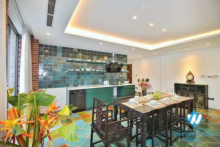 An unique and strange style 4 bedrooms apartment for rent in Dang Thai Mai, Tay Ho