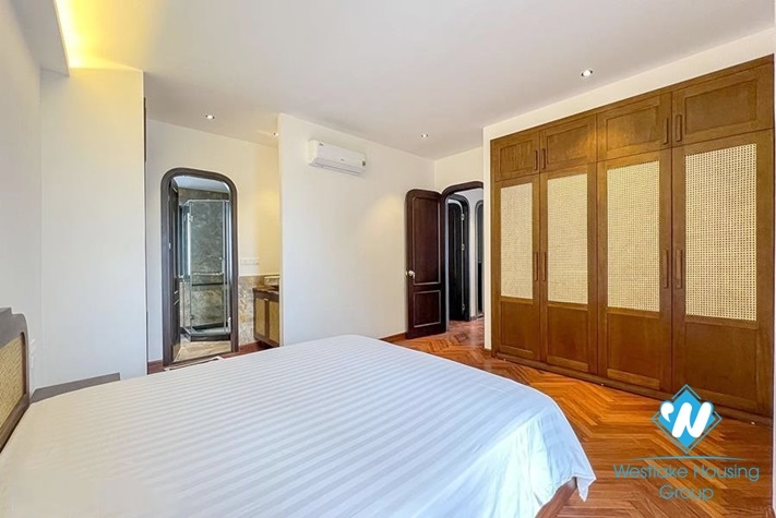 Lake view and Indochina style 3 beds apartment for rent in Dang Thai Mai st, Tay Ho