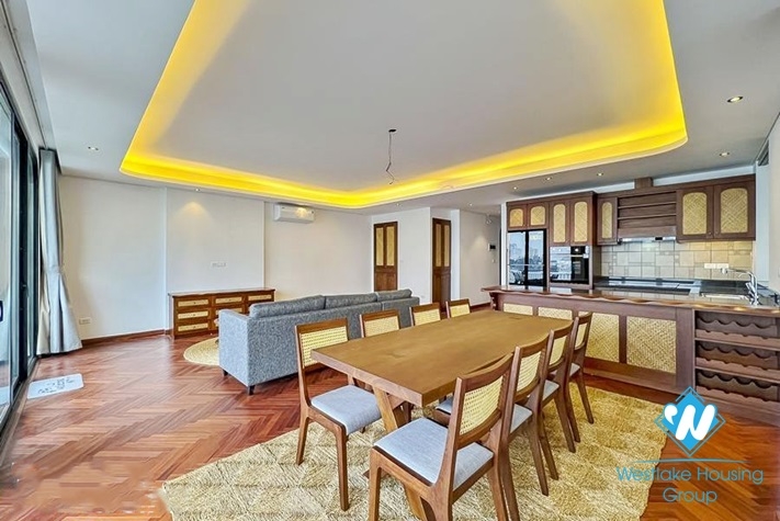 Lake view and Indochina style 3 beds apartment for rent in Dang Thai Mai st, Tay Ho