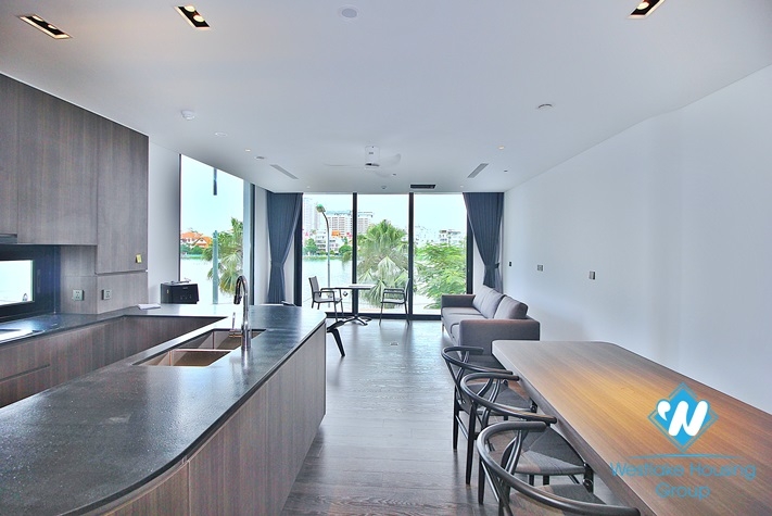 Lake view apartment with 2 bedrooms on the 2nd floor for rent in Tu Hoa st, Tay Ho