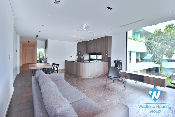 Lake view apartment with 2 bedrooms on the 2nd floor for rent in Tu Hoa st, Tay Ho