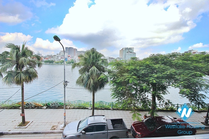 Lake view apartment with 2 bedrooms on the 2nd floor for rent in Tu Hoa st, Tay Ho