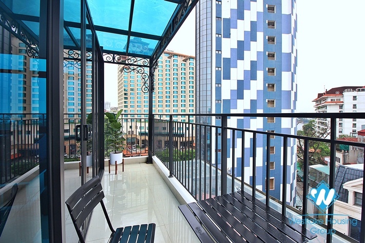 Top floor and lake view one bedroom apartment for rent in Yen Phu st, Tay Ho