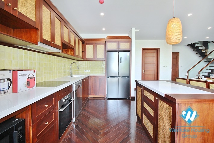 High quality, duplex 4-bedroom apartment for rent in Dang Dai Mai area, Tay Ho, Hanoi