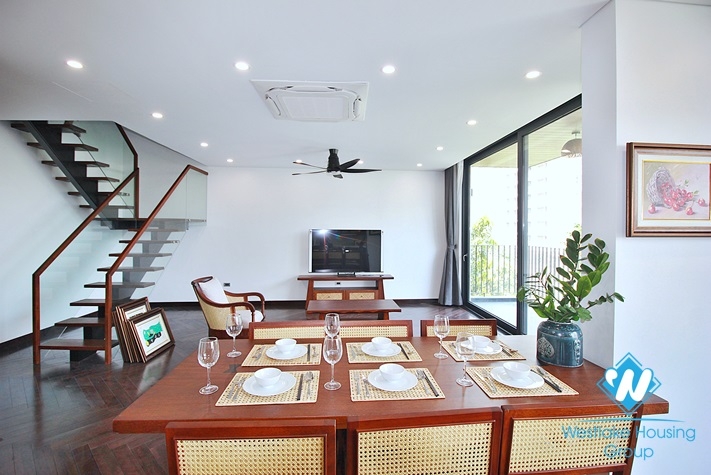 High quality, duplex 4-bedroom apartment for rent in Dang Dai Mai area, Tay Ho, Hanoi