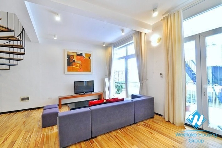 Bright duplex 2 bedrooms apartment for rent in Dang Thai Mai st, Tay Ho