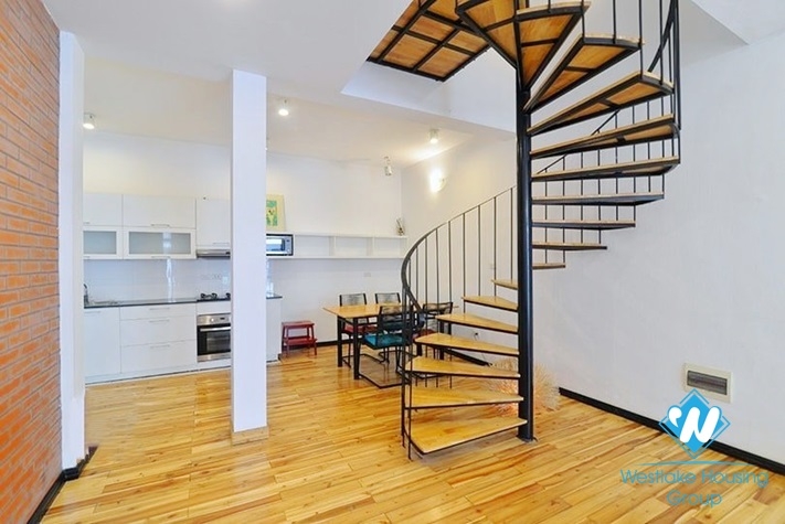 Bright duplex 2 bedrooms apartment for rent in Dang Thai Mai st, Tay Ho