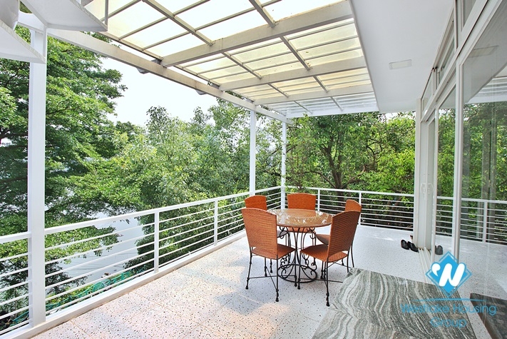 Big balcony apartment with green view for rent in Tu Hoa st, Tay Ho