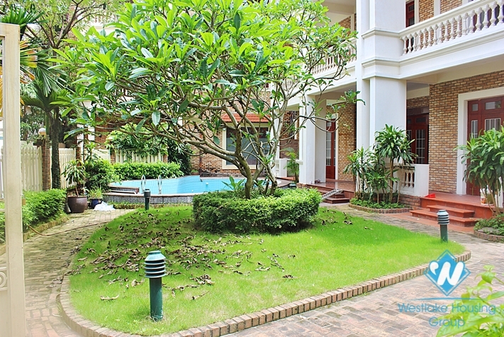 Outdoor-pool and large garden house for rent in To Ngoc Van st, Tay Ho