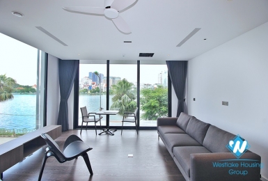 Lake view apartment with 2 bedrooms on the 2nd floor for rent in Tu Hoa st, Tay Ho