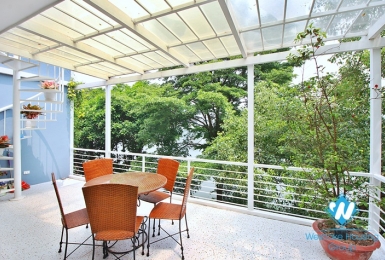 Big balcony apartment with green view for rent in Tu Hoa st, Tay Ho