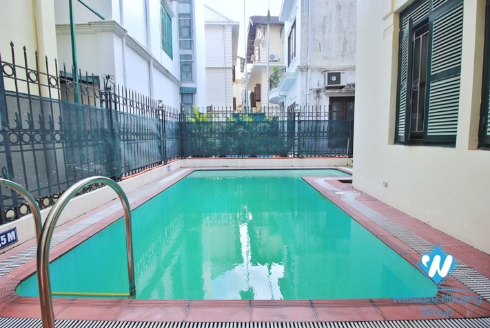 Outdoor-pool five bedrooms house for rent in Dang Thai Mai st, Tay Ho, Ha Noi