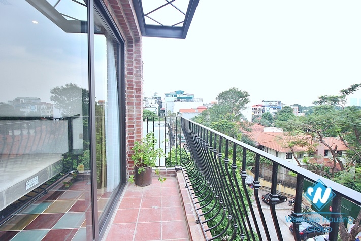 Unusual style apartment with huge balcony for rent in Dang Thai Mai, Tay Ho