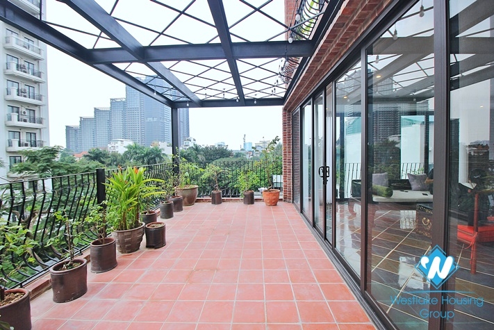 Unusual style apartment with huge balcony for rent in Dang Thai Mai, Tay Ho