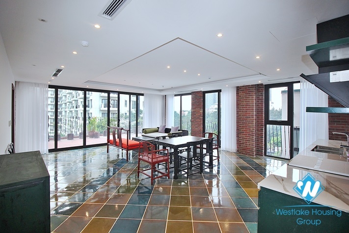 Unusual style apartment with huge balcony for rent in Dang Thai Mai, Tay Ho
