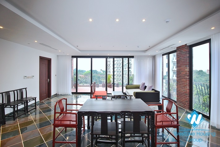 Unusual style apartment with huge balcony for rent in Dang Thai Mai, Tay Ho
