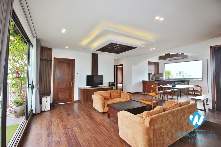 Lake view 4 bedrooms duplex apartment for rent in To Ngoc Van st, Tay Ho, Ha Noi