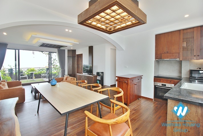 Lake view 4 bedrooms duplex apartment for rent in To Ngoc Van st, Tay Ho, Ha Noi
