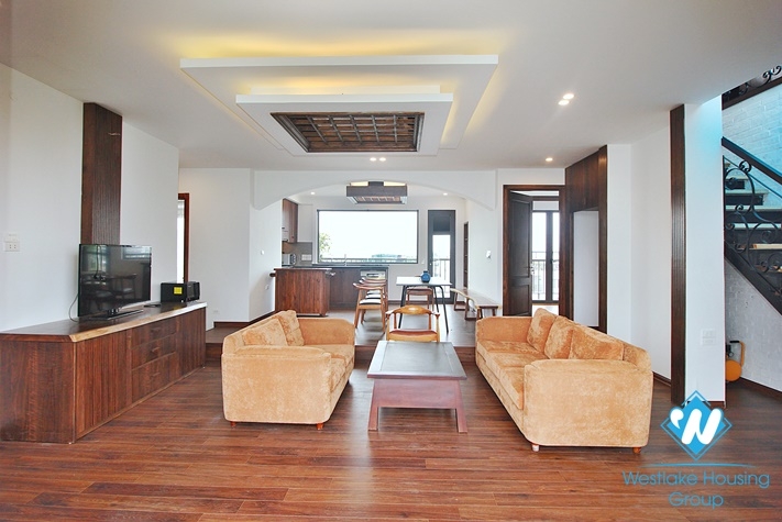 Lake view 4 bedrooms duplex apartment for rent in To Ngoc Van st, Tay Ho, Ha Noi