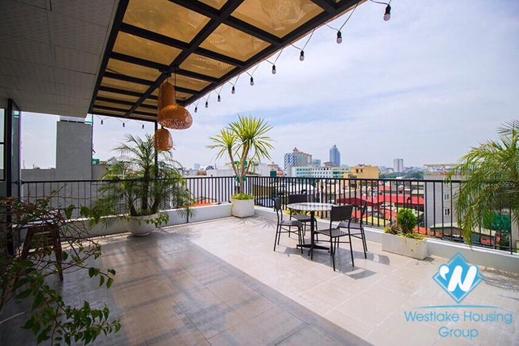 Modern 2 bedrooms apartment with huge terrace for rent in Vu Mien, Yen Phu village