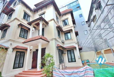 French unfurnished house with swimming pool for rent in Dang Thai Mai, Tay Ho