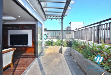 High-end 3 beds apartment with pretty terrace for rent in To Ngoc Van st, Tay Ho