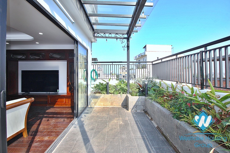 High-end 3 beds apartment with pretty terrace for rent in To Ngoc Van st, Tay Ho