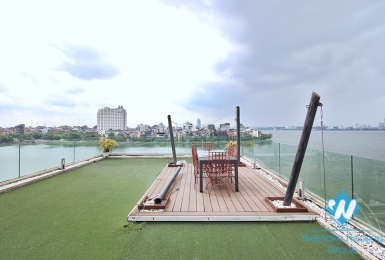 Lake view 1 bedroom apartment with huge balcony for rent in Quang An, Tay Ho