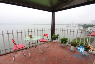 Balcony lakeview apartment for rent in Yen Phu Village, Tay Ho District