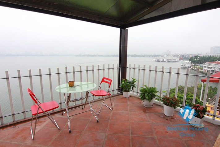 Balcony lakeview apartment for rent in Yen Phu Village, Tay Ho District