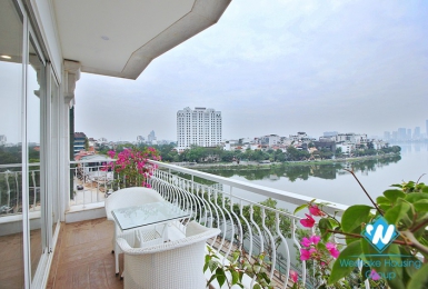Lake view and luxurious 4 beds apartment for rent in Xuan Dieu st, Tay Ho