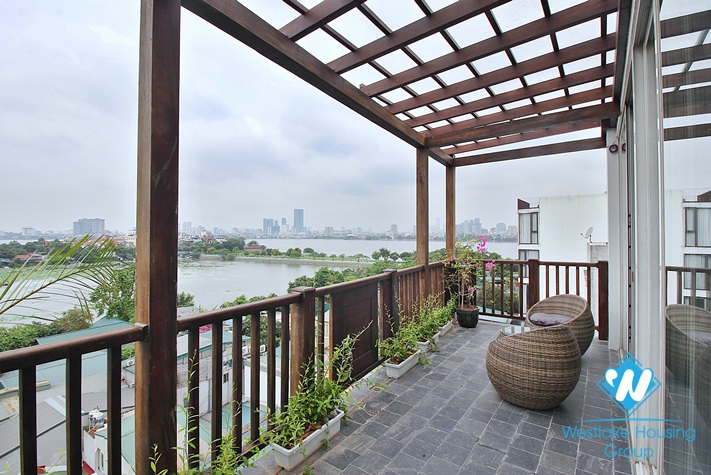 Janpanese style and lake view 3 beds apartment in Dang Thai Mai, Tay Ho for lease