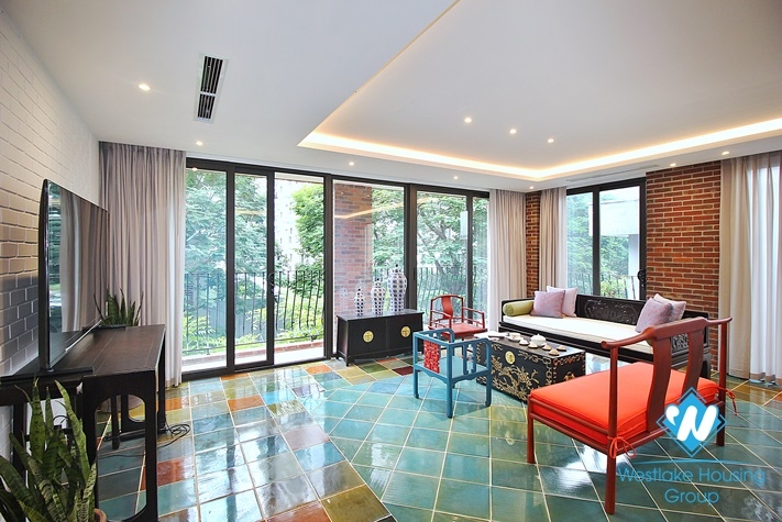 An unique and strange style 4 bedrooms apartment for rent in Dang Thai Mai, Tay Ho